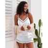 imageEkouaer Pajamas for Women Set Silk Satin Pjs Sexy Lingerie Sleepwear Cami Shorts Set Summer Nightwear SXXLWhite