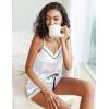 imageEkouaer Pajamas for Women Set Silk Satin Pjs Sexy Lingerie Sleepwear Cami Shorts Set Summer Nightwear SXXLWhite