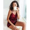 imageEkouaer Pajamas for Women Set Silk Satin Pjs Sexy Lingerie Sleepwear Cami Shorts Set Summer Nightwear SXXLWine