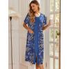 imageEkouaer Robes For Women Zipper Front Bathrobe Short Sleeve House Coat Long Nightgown With Pockets Soft LoungewearAleaf Print