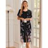 imageEkouaer Robes For Women Zipper Front Bathrobe Short Sleeve House Coat Long Nightgown With Pockets Soft LoungewearBlack Sakura