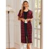imageEkouaer Robes For Women Zipper Front Bathrobe Short Sleeve House Coat Long Nightgown With Pockets Soft LoungewearBlackred