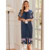 imageEkouaer Robes For Women Zipper Front Bathrobe Short Sleeve House Coat Long Nightgown With Pockets Soft LoungewearNavy Blue Ethnic Style