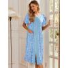 imageEkouaer Robes For Women Zipper Front Bathrobe Short Sleeve House Coat Long Nightgown With Pockets Soft LoungewearPat13