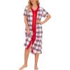 imageEkouaer Robes For Women Zipper Front Bathrobe Short Sleeve House Coat Long Nightgown With Pockets Soft LoungewearPat6