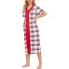 imageEkouaer Robes For Women Zipper Front Bathrobe Short Sleeve House Coat Long Nightgown With Pockets Soft LoungewearPat6