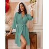 imageEkouaer Robes for Women Knee Length Bathrobe Lightweight Kimono Robe 34 Sleeve Loungewear Soft Sleepwear with Pockets SXXLCeladon Green