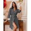 imageEkouaer Robes for Women Knee Length Bathrobe Lightweight Kimono Robe 34 Sleeve Loungewear Soft Sleepwear with Pockets SXXLDark Gray