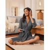 imageEkouaer Robes for Women Knee Length Bathrobe Lightweight Kimono Robe 34 Sleeve Loungewear Soft Sleepwear with Pockets SXXLDark Gray