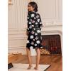 imageEkouaer Robes for Women Knee Length Bathrobe Lightweight Kimono Robe 34 Sleeve Loungewear Soft Sleepwear with Pockets SXXLFloral Black