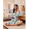 imageEkouaer Robes for Women Knee Length Bathrobe Lightweight Kimono Robe 34 Sleeve Loungewear Soft Sleepwear with Pockets SXXLFloral Green