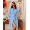 imageEkouaer Robes for Women Knee Length Bathrobe Lightweight Kimono Robe 34 Sleeve Loungewear Soft Sleepwear with Pockets SXXLLight Blue