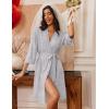 imageEkouaer Robes for Women Knee Length Bathrobe Lightweight Kimono Robe 34 Sleeve Loungewear Soft Sleepwear with Pockets SXXLLight Gray