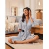 imageEkouaer Robes for Women Knee Length Bathrobe Lightweight Kimono Robe 34 Sleeve Loungewear Soft Sleepwear with Pockets SXXLLight Gray