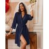 imageEkouaer Robes for Women Knee Length Bathrobe Lightweight Kimono Robe 34 Sleeve Loungewear Soft Sleepwear with Pockets SXXLNavy Blue