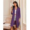 imageEkouaer Robes for Women Knee Length Bathrobe Lightweight Kimono Robe 34 Sleeve Loungewear Soft Sleepwear with Pockets SXXLPurple