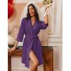 imageEkouaer Robes for Women Knee Length Bathrobe Lightweight Kimono Robe 34 Sleeve Loungewear Soft Sleepwear with Pockets SXXLPurple