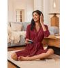 imageEkouaer Robes for Women Knee Length Bathrobe Lightweight Kimono Robe 34 Sleeve Loungewear Soft Sleepwear with Pockets SXXLWine Red