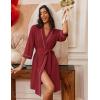 imageEkouaer Robes for Women Knee Length Bathrobe Lightweight Kimono Robe 34 Sleeve Loungewear Soft Sleepwear with Pockets SXXLWine Red