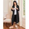 imageEkouaer Robes for Women Long Sleeves Bathrobe V Neck Cozy Housecoat Lightweight Fleece Robe with Pockets SXXLBlack