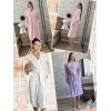 imageEkouaer Robes for Women Long Sleeves Bathrobe V Neck Cozy Housecoat Lightweight Fleece Robe with Pockets SXXLBlack