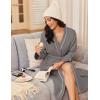 imageEkouaer Robes for Women Long Sleeves Bathrobe V Neck Cozy Housecoat Lightweight Fleece Robe with Pockets SXXLDark Gray