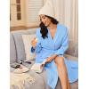 imageEkouaer Robes for Women Long Sleeves Bathrobe V Neck Cozy Housecoat Lightweight Fleece Robe with Pockets SXXLLight Blue