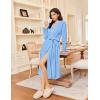 imageEkouaer Robes for Women Long Sleeves Bathrobe V Neck Cozy Housecoat Lightweight Fleece Robe with Pockets SXXLLight Blue