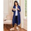 imageEkouaer Robes for Women Long Sleeves Bathrobe V Neck Cozy Housecoat Lightweight Fleece Robe with Pockets SXXLNavy Blue
