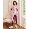 imageEkouaer Robes for Women Long Sleeves Bathrobe V Neck Cozy Housecoat Lightweight Fleece Robe with Pockets SXXLPink