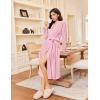 imageEkouaer Robes for Women Long Sleeves Bathrobe V Neck Cozy Housecoat Lightweight Fleece Robe with Pockets SXXLPink