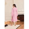 imageEkouaer Robes for Women Long Sleeves Bathrobe V Neck Cozy Housecoat Lightweight Fleece Robe with Pockets SXXLPink