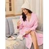 imageEkouaer Robes for Women Long Sleeves Bathrobe V Neck Cozy Housecoat Lightweight Fleece Robe with Pockets SXXLPink