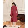 imageEkouaer Robes for Women Long Sleeves Bathrobe V Neck Cozy Housecoat Lightweight Fleece Robe with Pockets SXXLRed