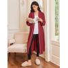 imageEkouaer Robes for Women Long Sleeves Bathrobe V Neck Cozy Housecoat Lightweight Fleece Robe with Pockets SXXLRed
