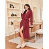 imageEkouaer Robes for Women Long Sleeves Bathrobe V Neck Cozy Housecoat Lightweight Fleece Robe with Pockets SXXLRed