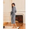 imageEkouaer Robes for Women Soft Long Bathrobe Lightweight Fleece Shawl Collar Spa Robe Cozy Sleepwear with Pockets SXXLDark GrayLight Gray