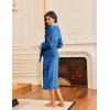 imageEkouaer Robes for Women Soft Long Bathrobe Lightweight Fleece Shawl Collar Spa Robe Cozy Sleepwear with Pockets SXXLDeep BlueLight Gray