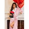 imageEkouaer Robes for Women Soft Long Bathrobe Lightweight Fleece Shawl Collar Spa Robe Cozy Sleepwear with Pockets SXXLLight Pink