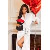 imageEkouaer Robes for Women Soft Long Bathrobe Lightweight Fleece Shawl Collar Spa Robe Cozy Sleepwear with Pockets SXXLWhite
