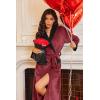 imageEkouaer Robes for Women Soft Long Bathrobe Lightweight Fleece Shawl Collar Spa Robe Cozy Sleepwear with Pockets SXXLWine Red