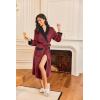 imageEkouaer Robes for Women Soft Long Bathrobe Lightweight Fleece Shawl Collar Spa Robe Cozy Sleepwear with Pockets SXXLWine Red