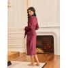 imageEkouaer Robes for Women Soft Long Bathrobe Lightweight Fleece Shawl Collar Spa Robe Cozy Sleepwear with Pockets SXXLWine Red