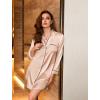 imageEkouaer Satin Nightgowns for Women Button Down Sleep Shirt Silk Night Shirt Long Sleeve Boyfriend Sleepwear S3XLBeige