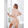 imageEkouaer Satin Nightgowns for Women Button Down Sleep Shirt Silk Night Shirt Long Sleeve Boyfriend Sleepwear S3XLBeige