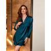 imageEkouaer Satin Nightgowns for Women Button Down Sleep Shirt Silk Night Shirt Long Sleeve Boyfriend Sleepwear S3XLDeep Green