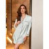 imageEkouaer Satin Nightgowns for Women Button Down Sleep Shirt Silk Night Shirt Long Sleeve Boyfriend Sleepwear S3XLLight Blue
