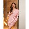 imageEkouaer Satin Nightgowns for Women Button Down Sleep Shirt Silk Night Shirt Long Sleeve Boyfriend Sleepwear S3XLLight Pink