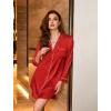 imageEkouaer Satin Nightgowns for Women Button Down Sleep Shirt Silk Night Shirt Long Sleeve Boyfriend Sleepwear S3XLRed