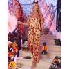 imageEkouaer Satin Pajama Set Womens Silk Short Sleeve V Neck Shirt with Long Pant Soft Loungewear Pjs SetHalloween Orange